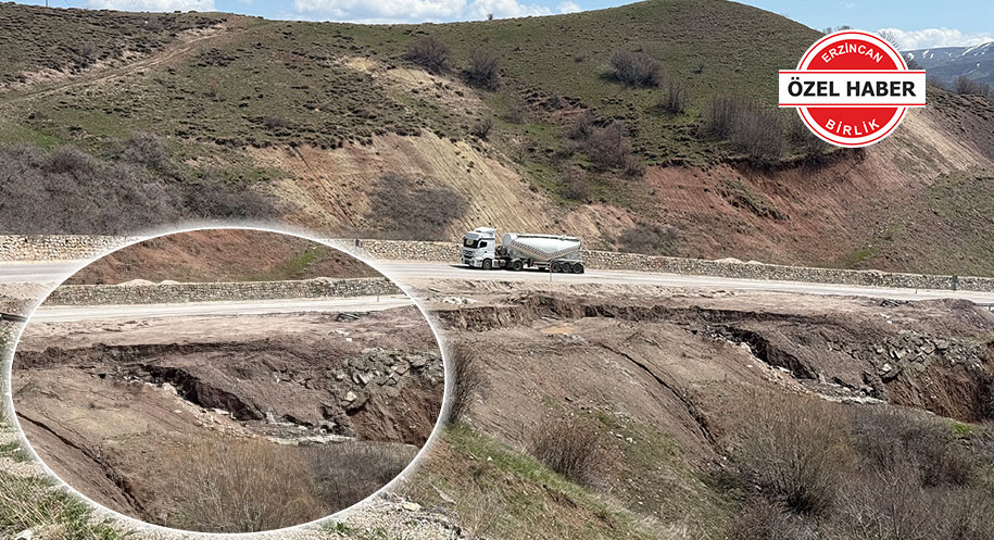 Erzincan-Kelkit Karayolu’nun Pösge Dağı mevkiinde yaşanan kısmi toprak kayması, Ahmediye