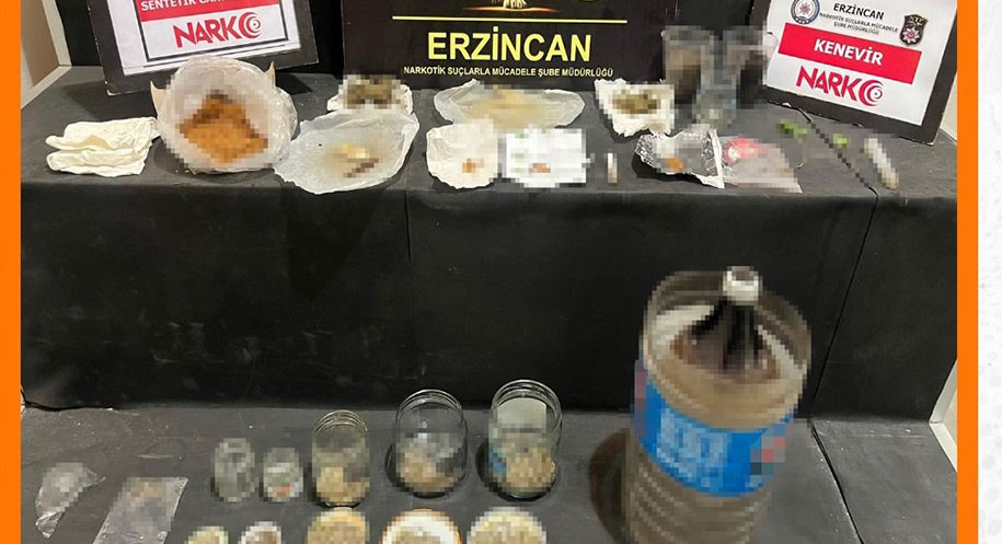 Erzincan’da bir evde gerçekleştirilen uyuşturucu operasyonunda 61,08 gram Bonzai, 7 adet