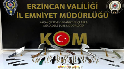 Erzincan emniyet ekipleri tarafından yapılan çalışmalar sonucunda 8 adet farklı boyut