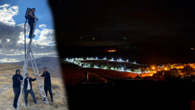 İliç’in Bozyayla Köyü gençleri, köy yolunu güneş enerjili aydınlatma sistemiyle