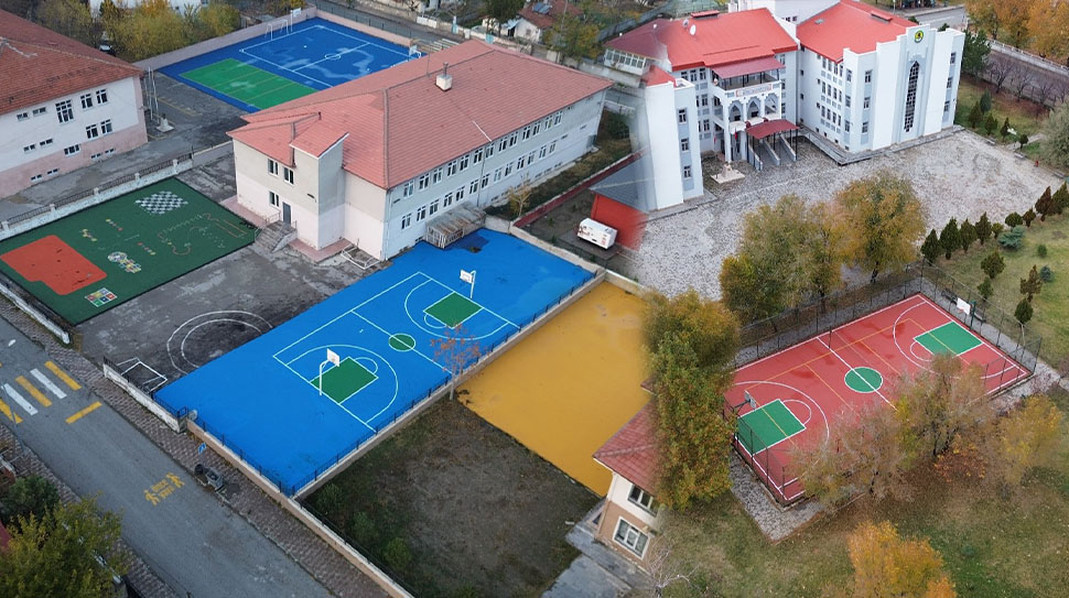 Erzincan’daki 101 okulun bahçesine Türkiye’de bir ilk olarak çok amaçlı