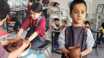 Tercan Atatürk İlkokulu’nda “Toprakla Gelen Mutluluk” projesi kapsamında minik öğrencilere