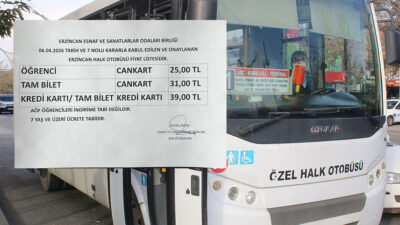 Erzincan Esnaf ve Sanatkarlar Odaları Birliği, artan maliyetleri gerekçe göstererek