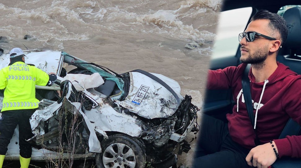 Erzincan-Sivas kara yolu Sakaltutan Geçidi’nde kontrolden çıkan otomobilin dereye uçması