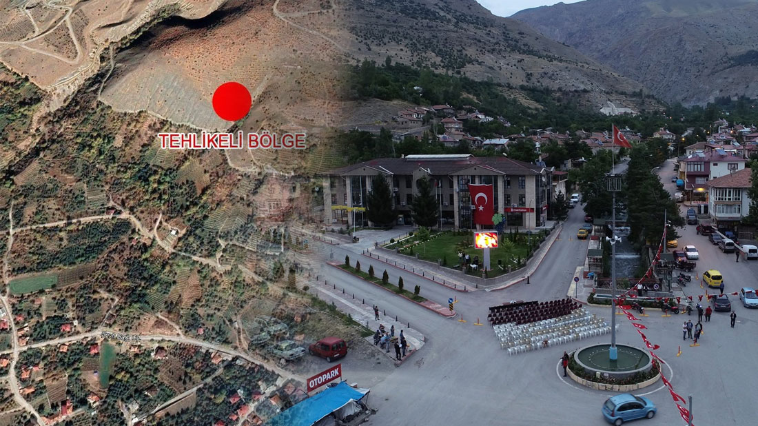 Erzincan’ın Üzümlü İlçe Belediyesi, bölgede yaşanan toprak hareketliliği nedeniyle heyelan
