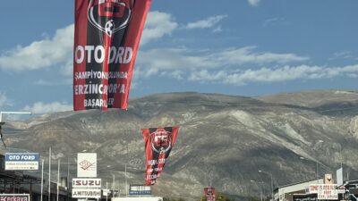 Erzincan’da Yeni Sanayi Sitesi esnafı, Erzincanspor’a desteklerini iş yerlerinin bulunduğu